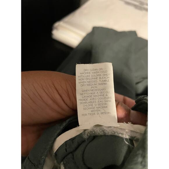 Theory Pants Womens 2 Green Linen Blend Stretch Flare Leg Work Casual Lagenlook - Picture 5 of 9